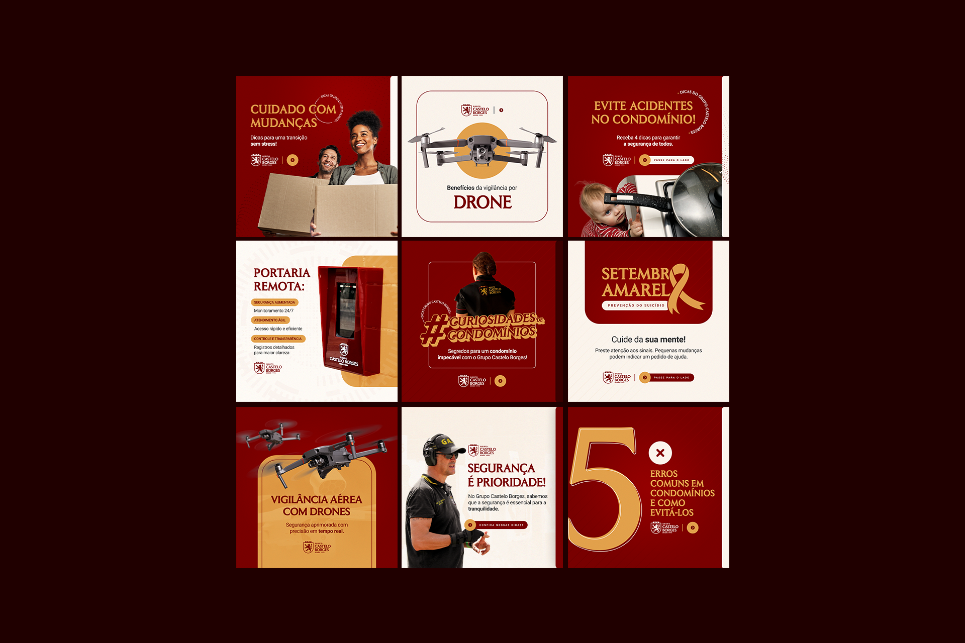 Grid de publicações no Instagram do Grupo Castelo Borges