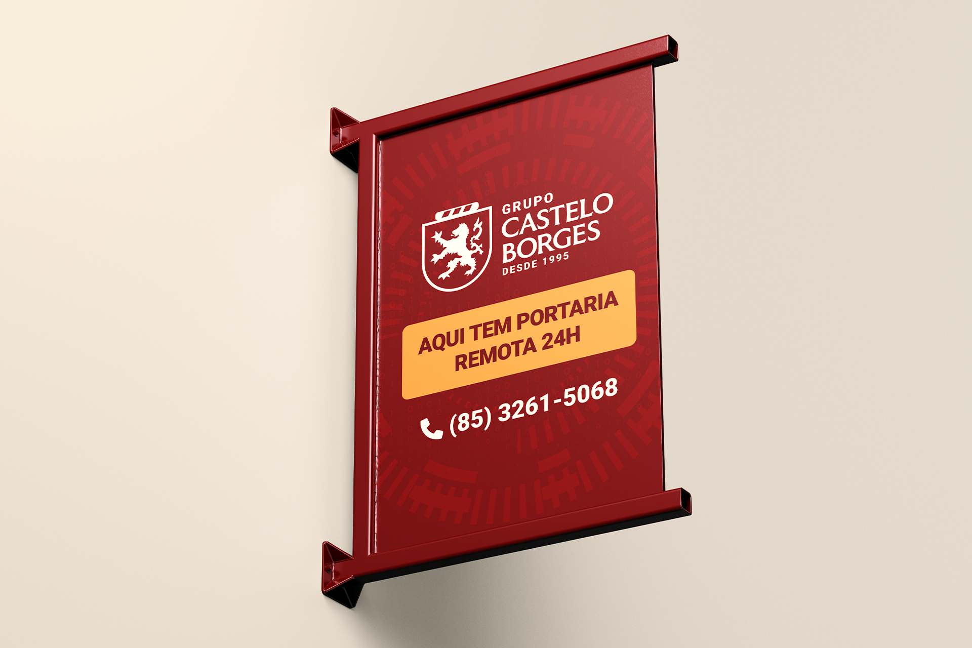 Placa de sinalização Portaria Remota 24h — Grupo Castelo Borges