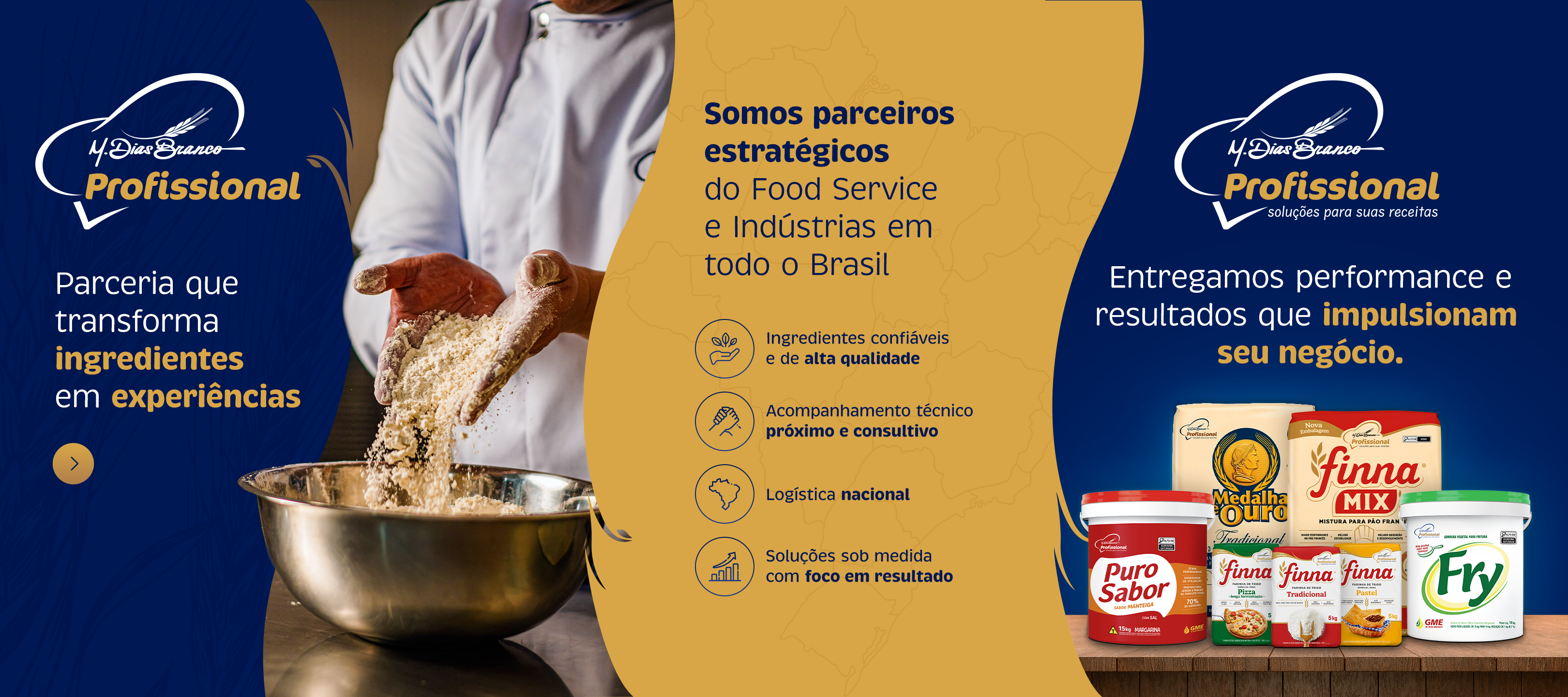 Carrossel de apresentação da marca M. Dias Branco Profissional